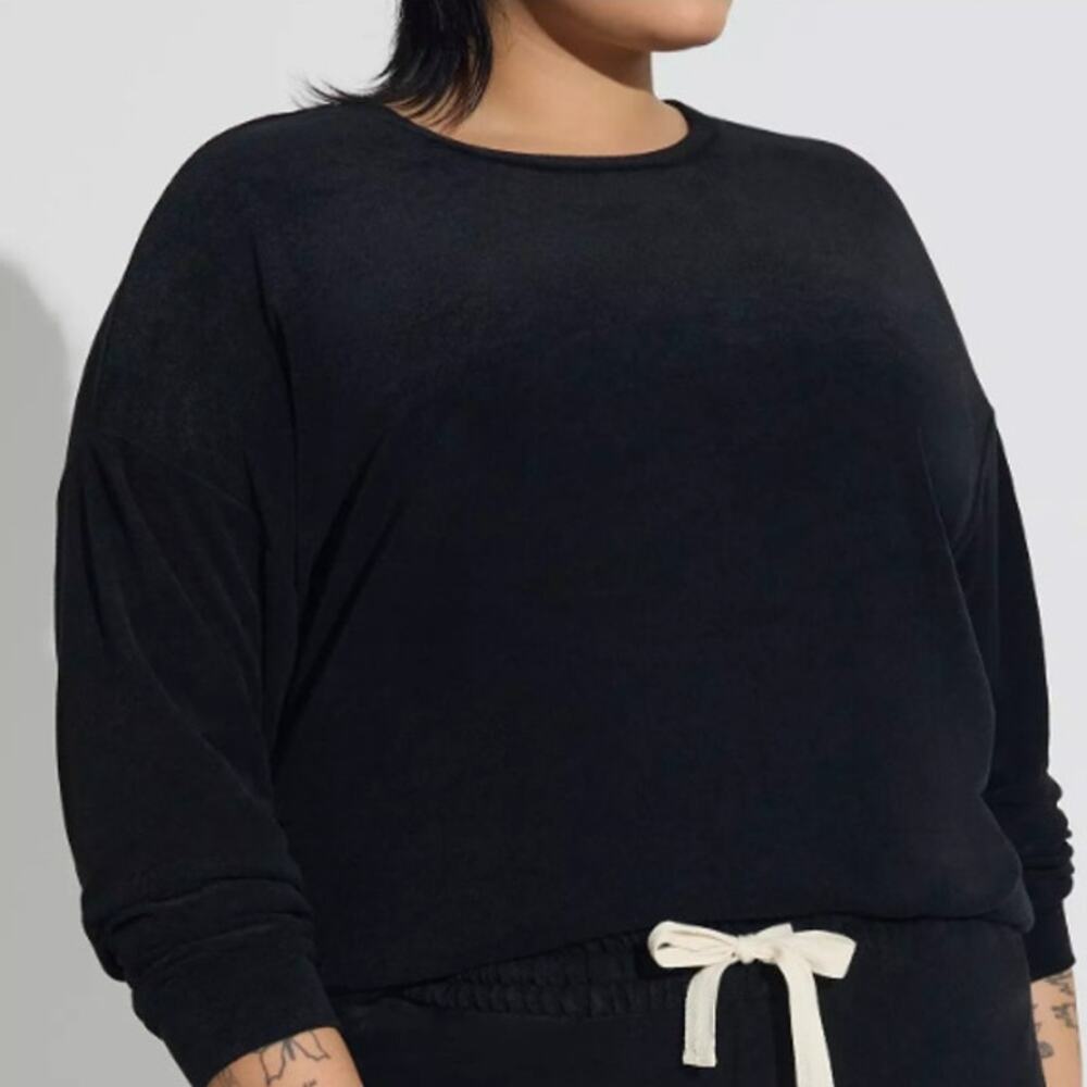 Torrid Womens 5X Sweatshirt Terry Cloth Long Sleeve Beach Black Plus Size
